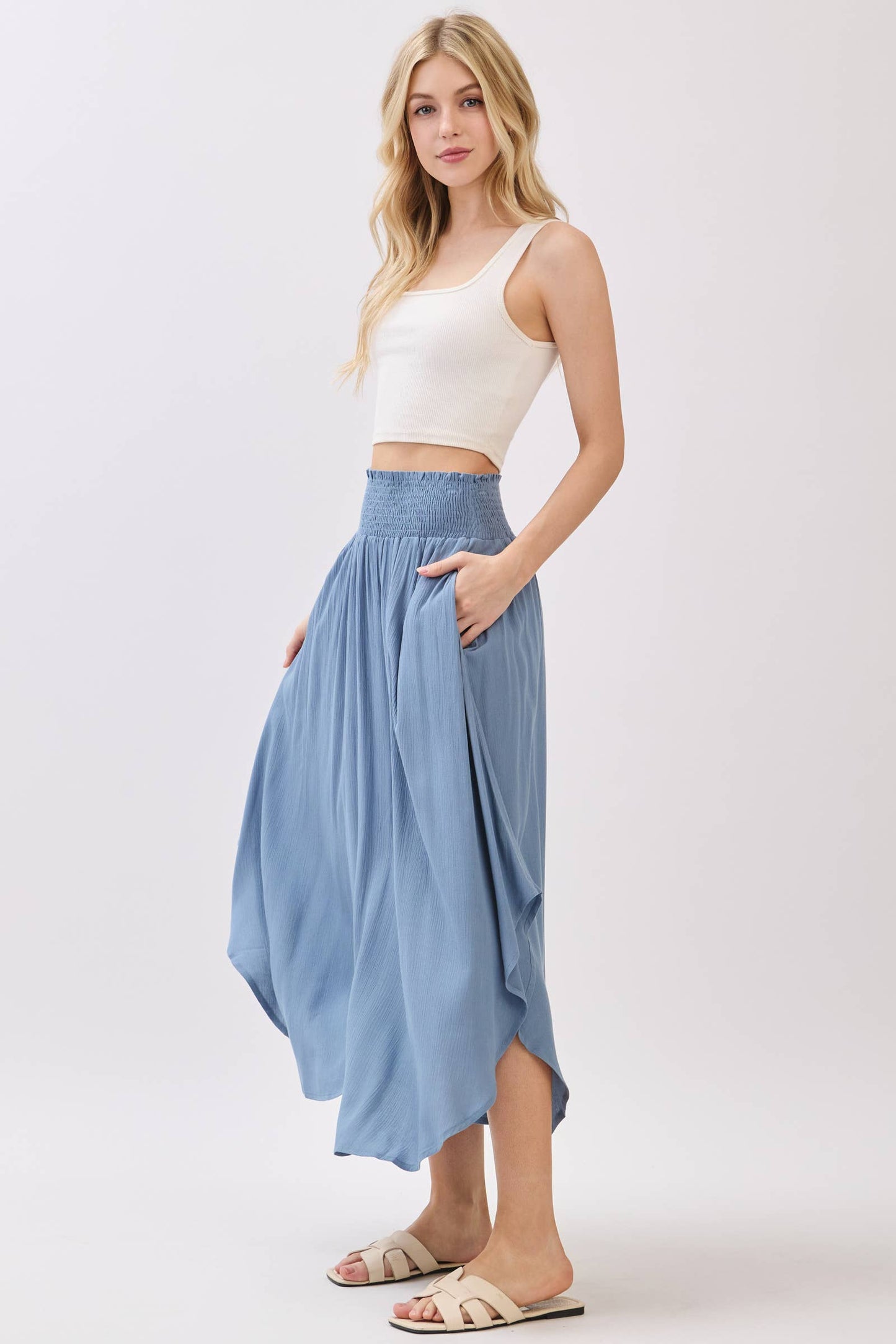 Smocked Waist Flowy Skirt