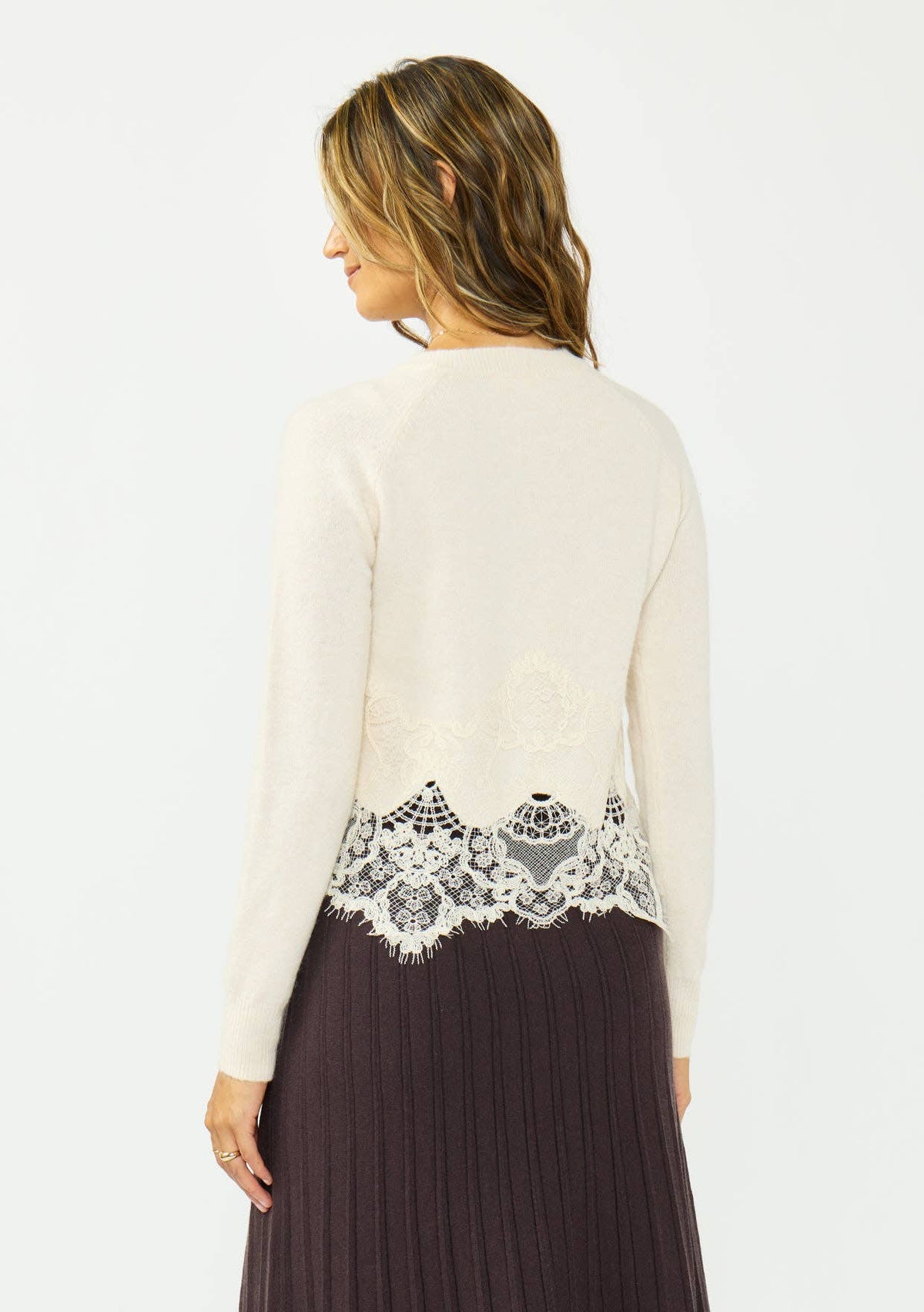 Lace Trim Button Front Cardigan