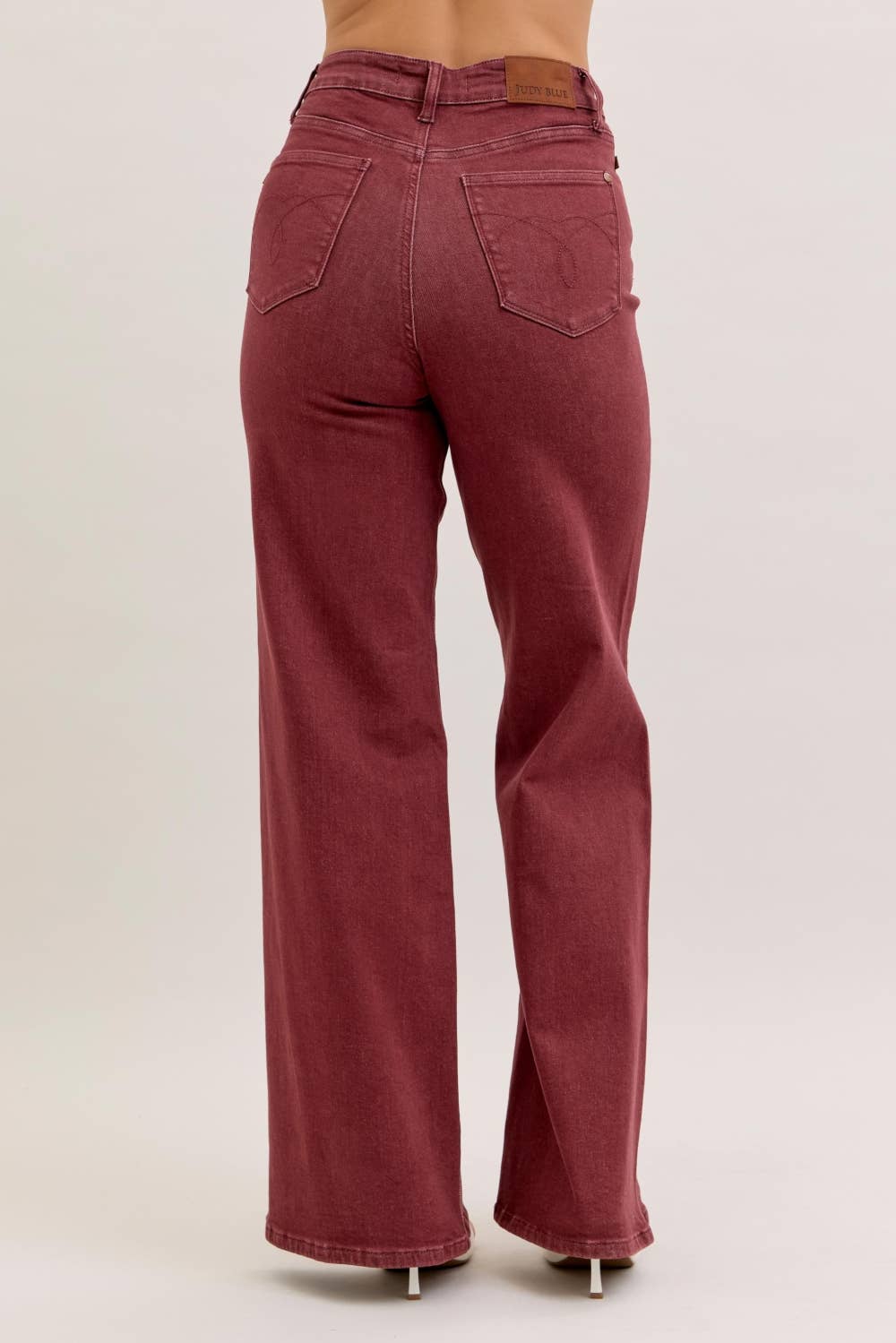 Retro Wide With Twisted Seams Burgundy Jeans
