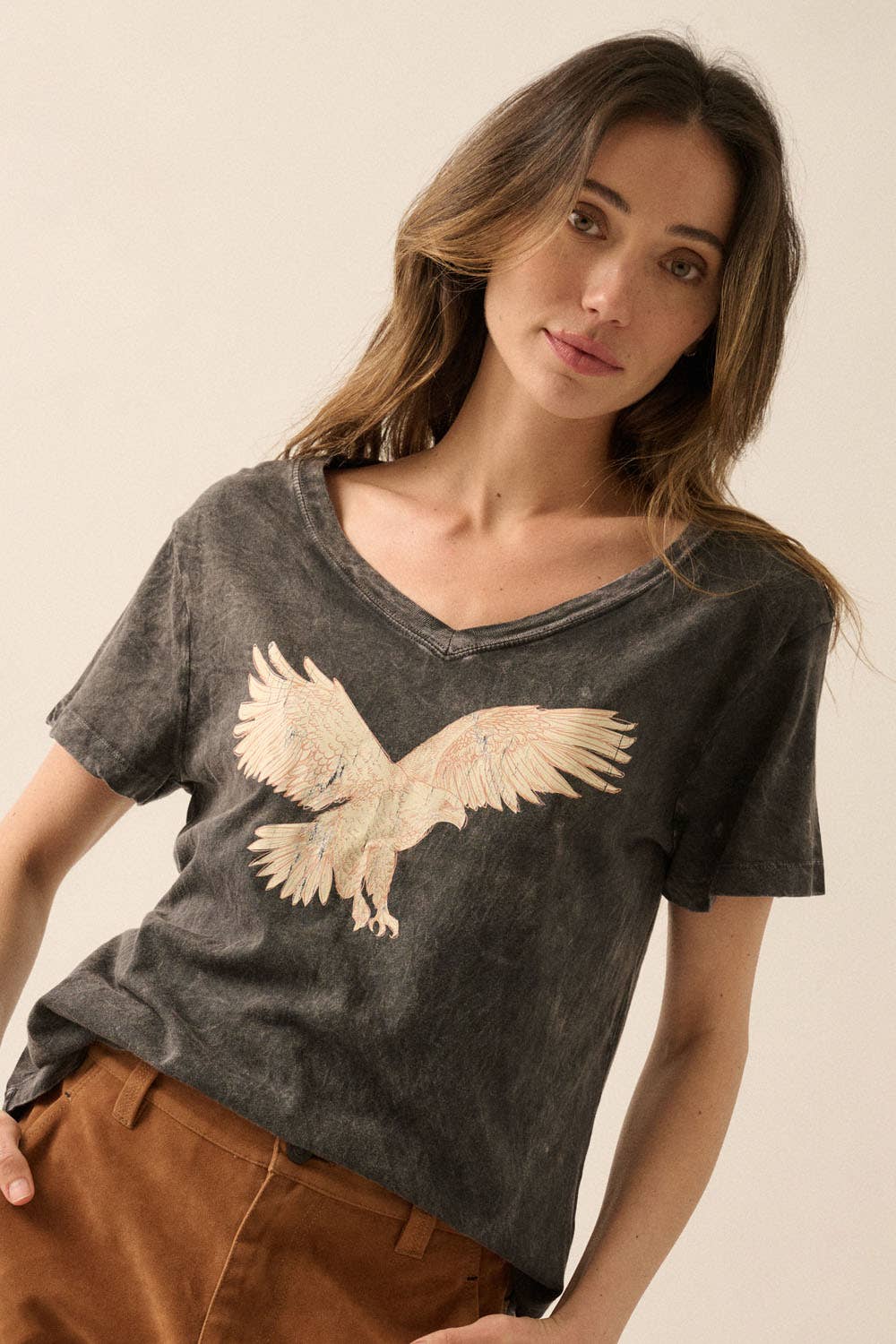 Flying Eagle V-Neck Vintage-Wash Graphic Tee