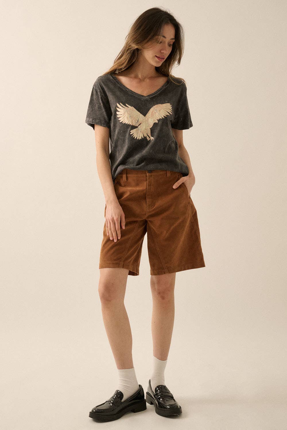 Flying Eagle V-Neck Vintage-Wash Graphic Tee