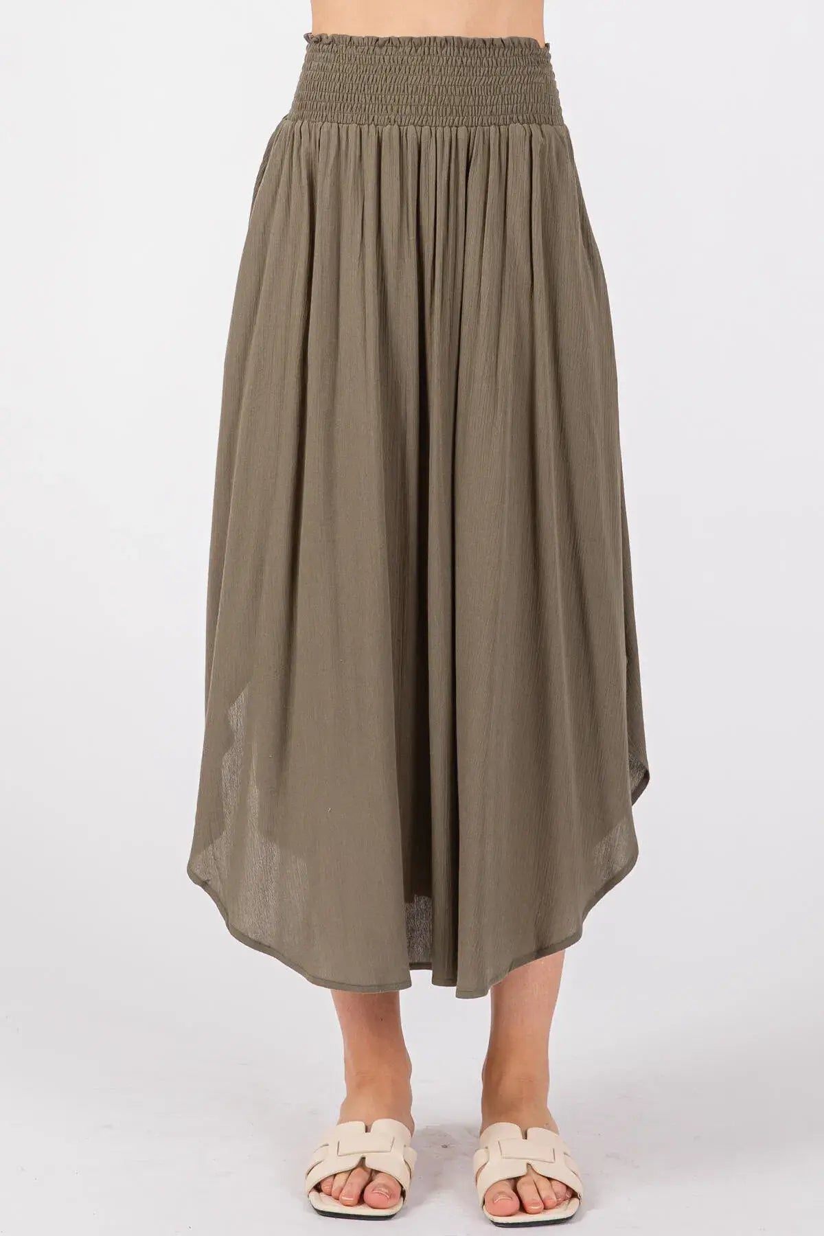 Smocked Waist Flowy Skirt