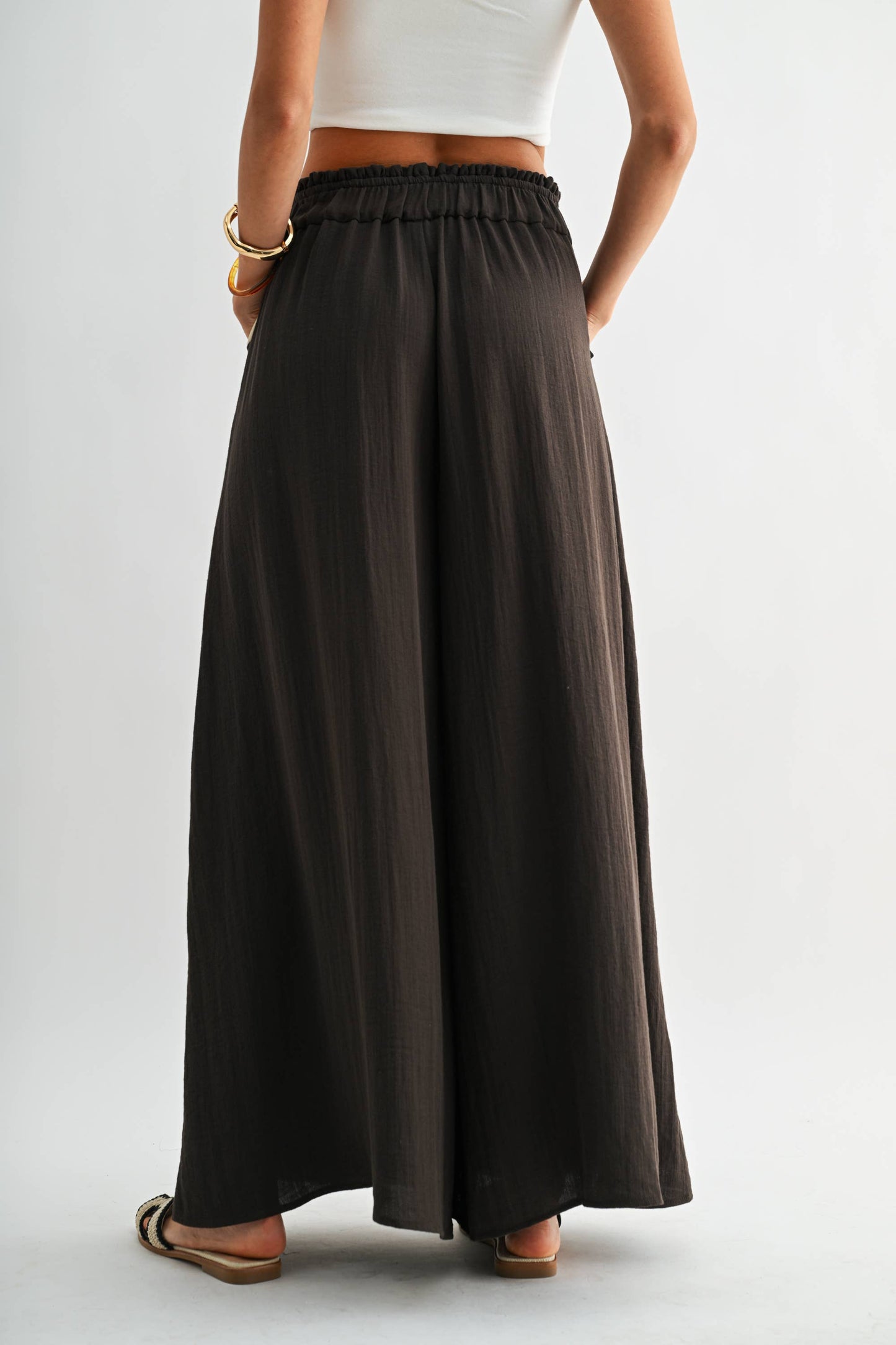 Wide-Leg Palazzo Pant with Ruffle Set - Pants Only