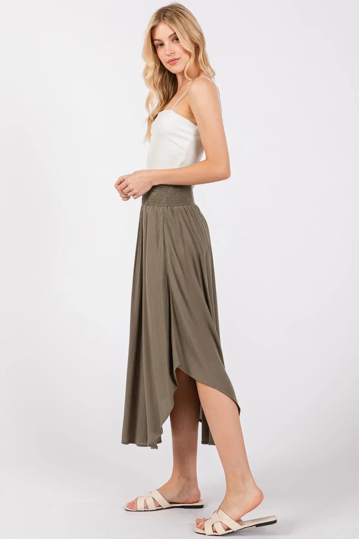 Smocked Waist Flowy Skirt