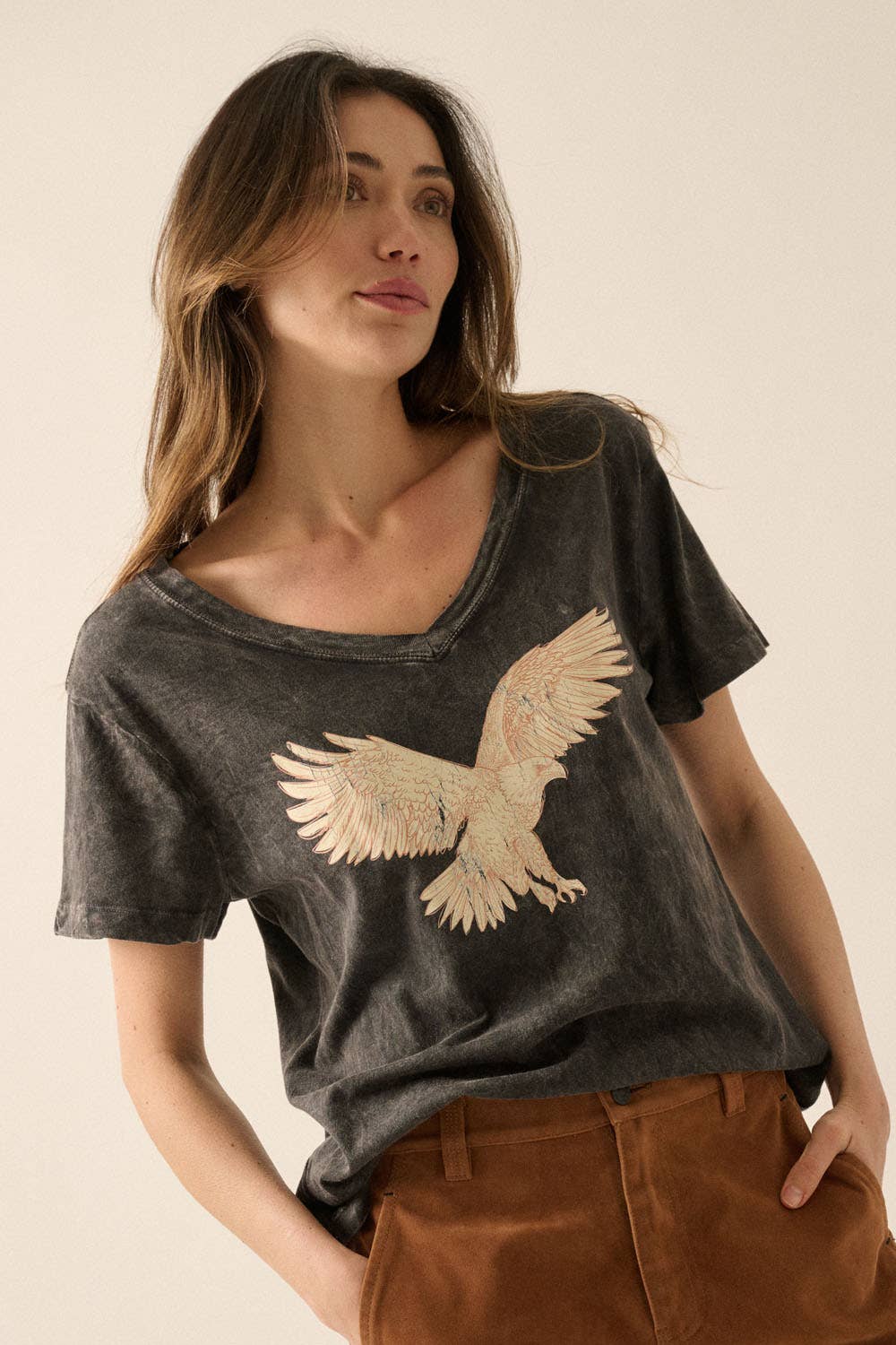 Flying Eagle V-Neck Vintage-Wash Graphic Tee