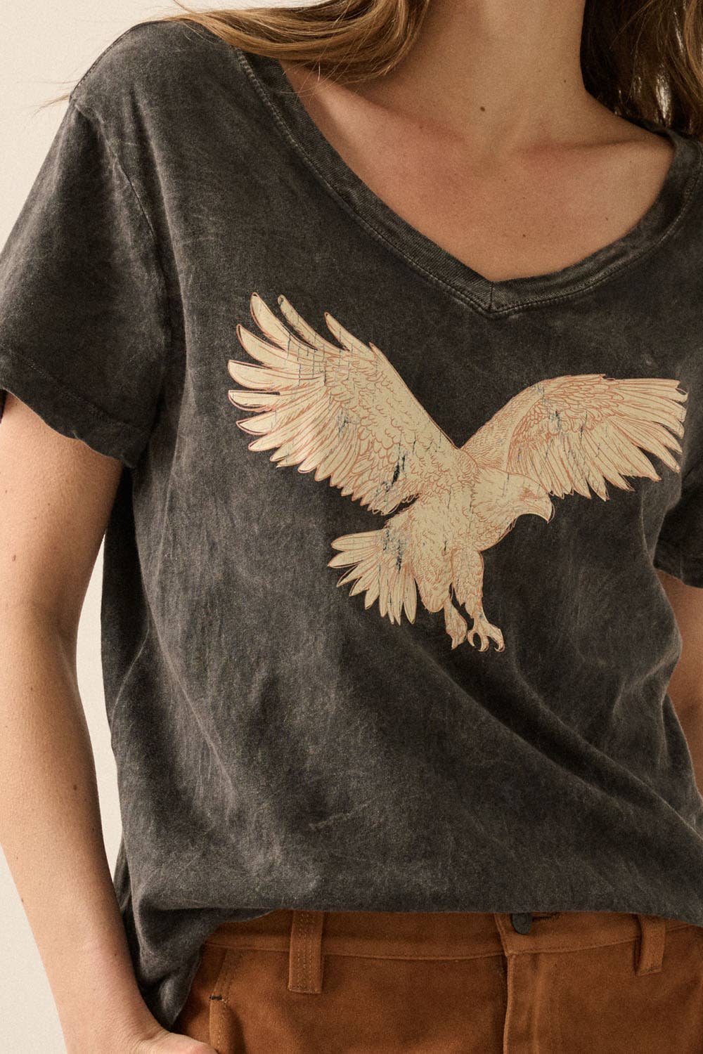 Flying Eagle V-Neck Vintage-Wash Graphic Tee