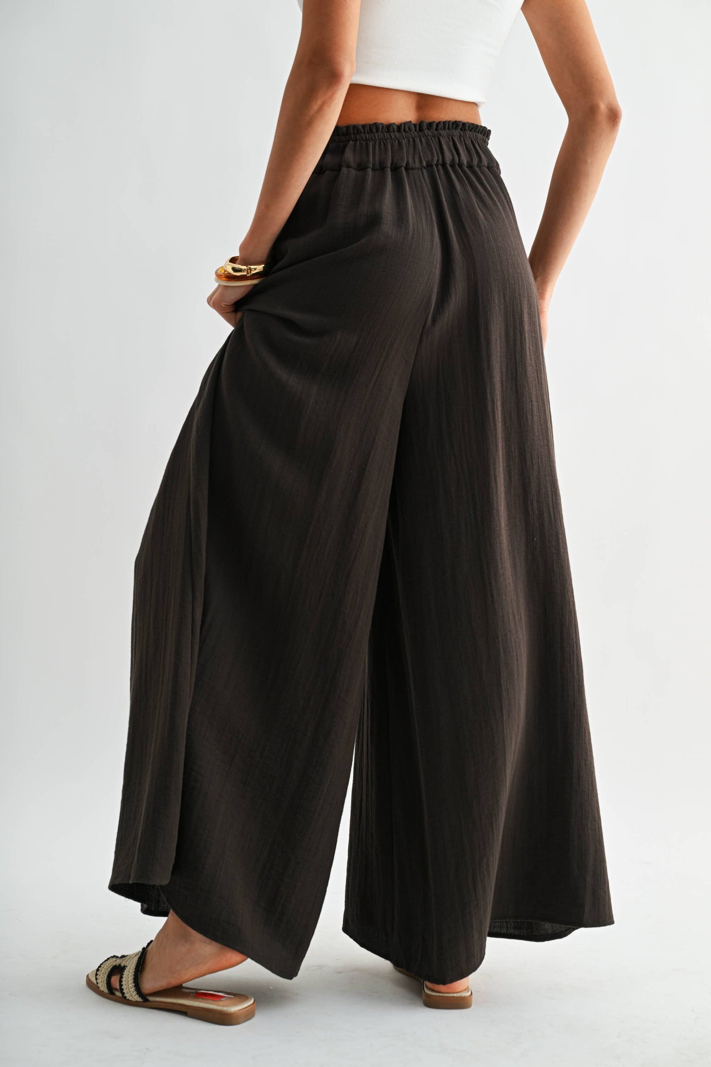 Wide-Leg Palazzo Pant with Ruffle Set - Pants Only