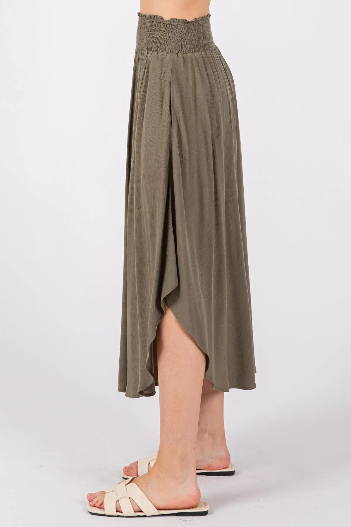 Smocked Waist Flowy Skirt