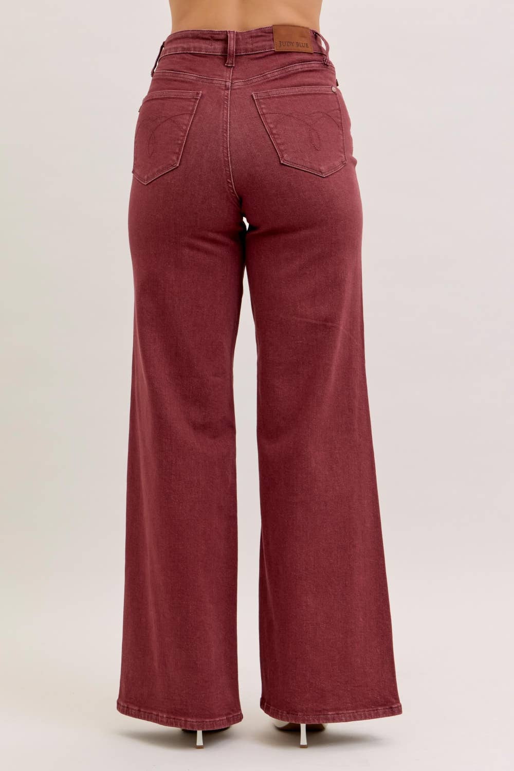 Retro Wide With Twisted Seams Burgundy Jeans