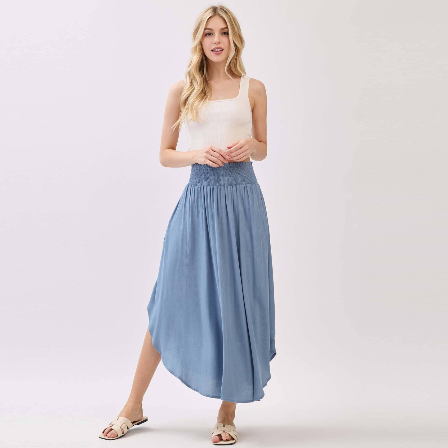 Smocked Waist Flowy Skirt