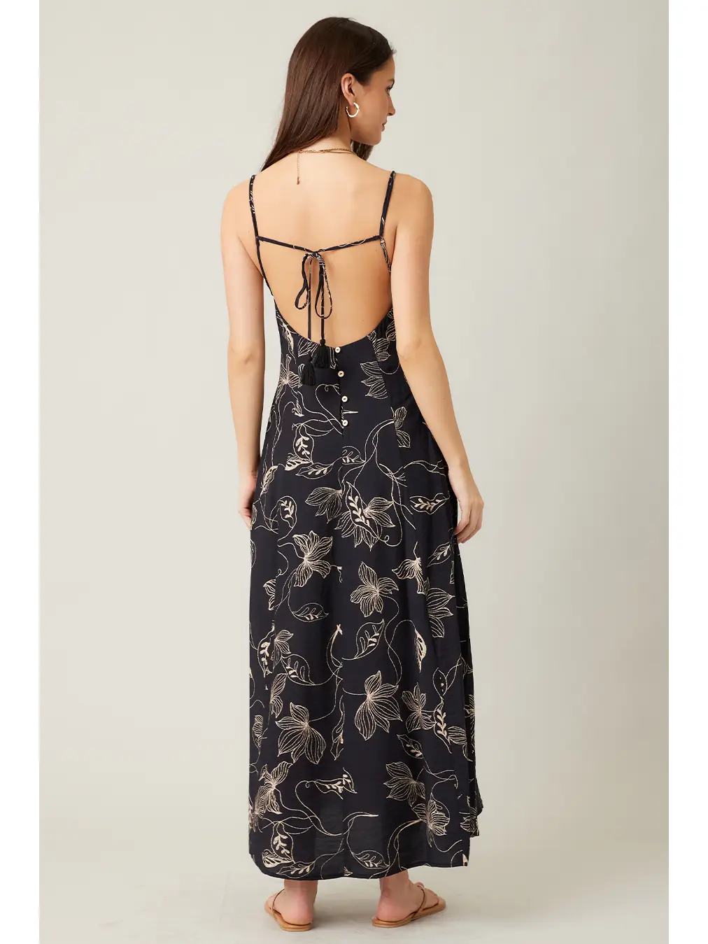 Printed Open Back Maxi Dress