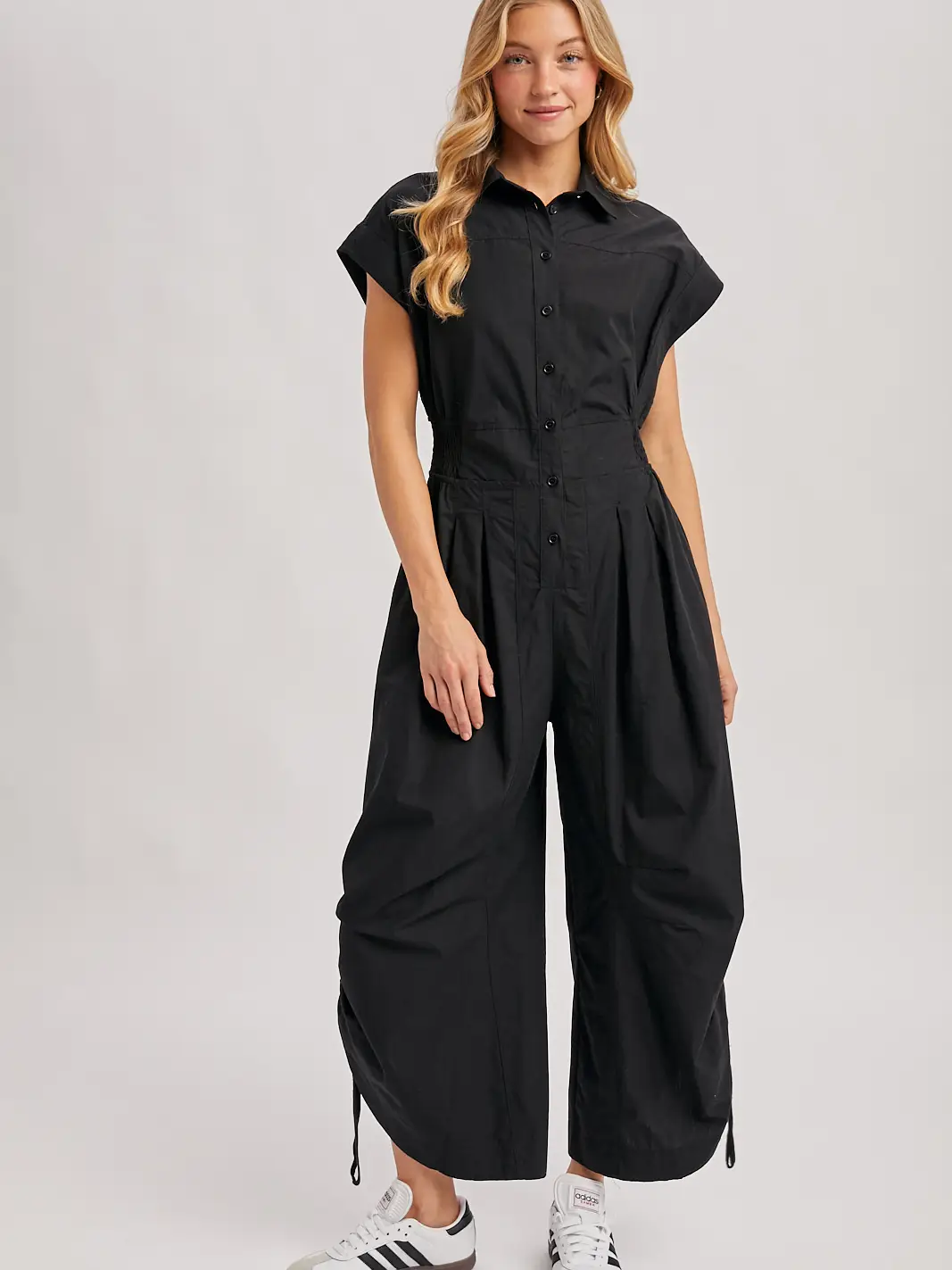 Button Down Utility Shirting Jumpsuit