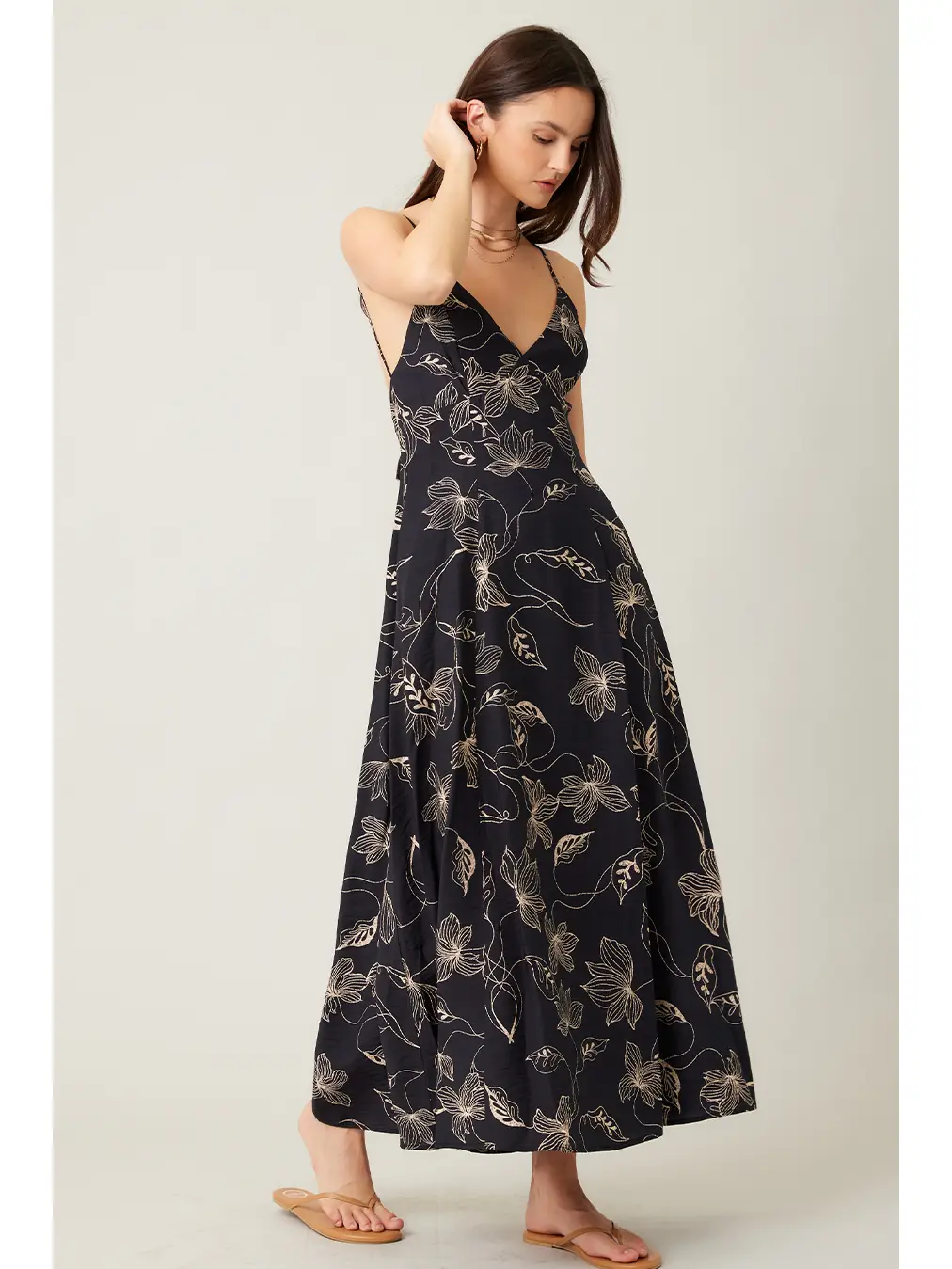 Printed Open Back Maxi Dress