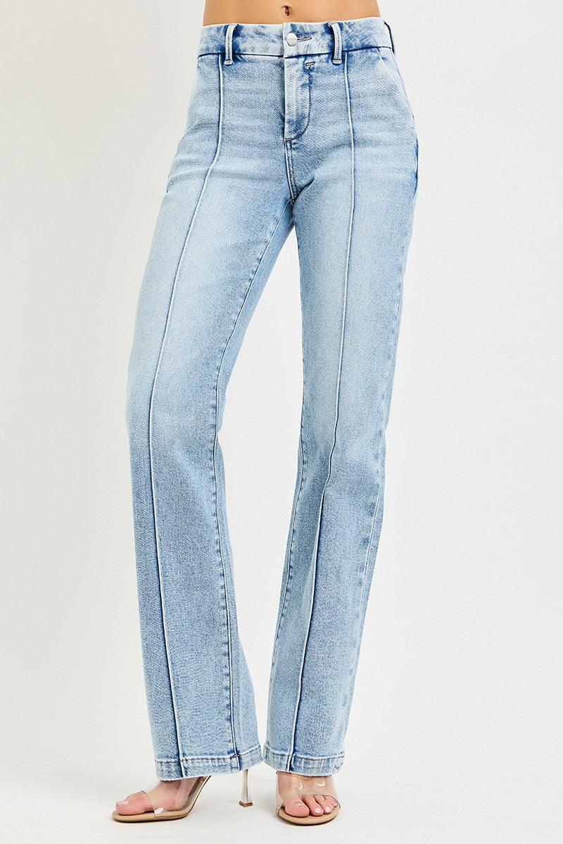 Tummy Control Straight Pin Tuck Jeans