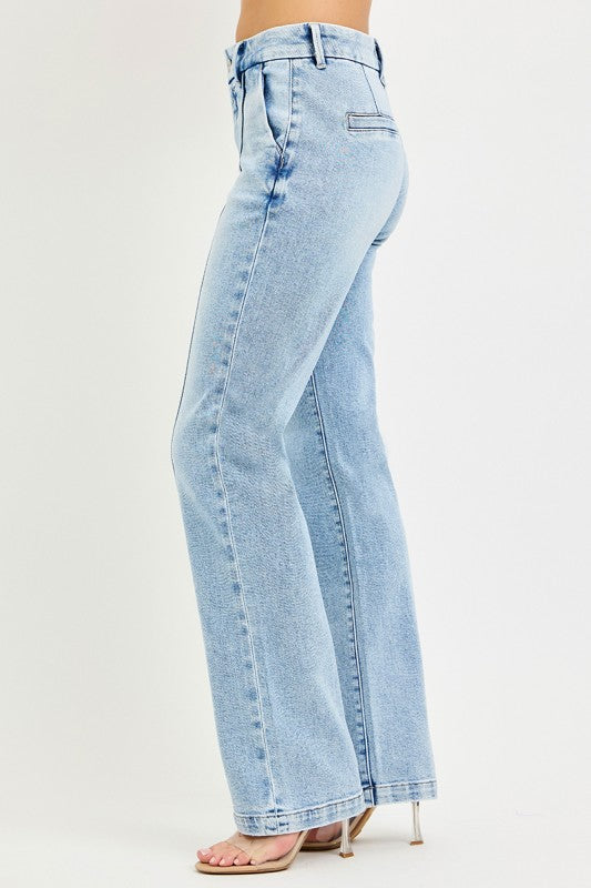 Tummy Control Straight Pin Tuck Jeans