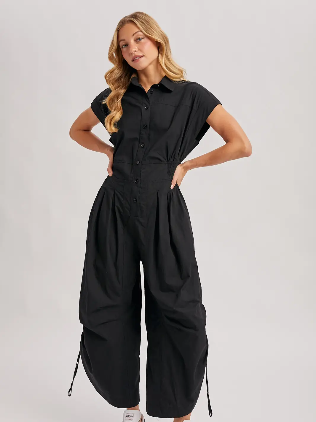 Button Down Utility Shirting Jumpsuit