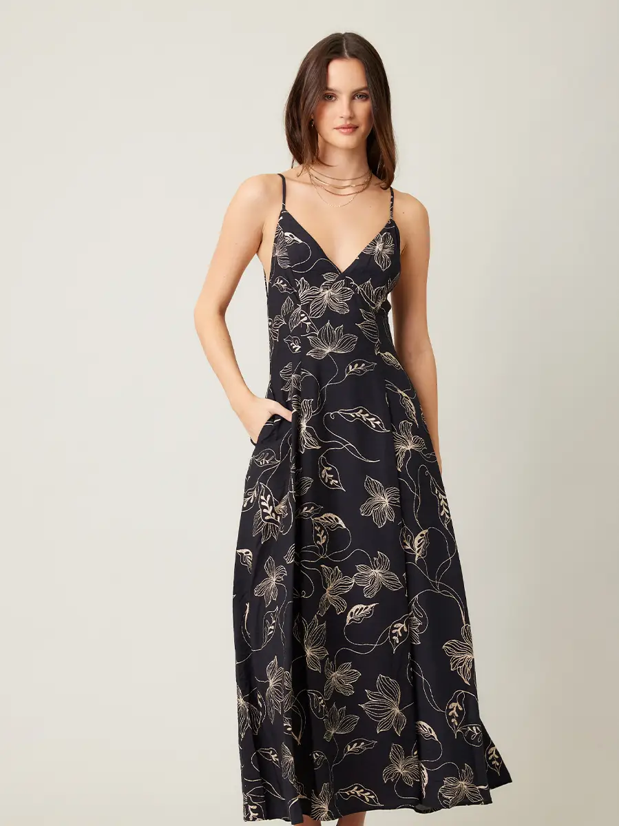 Printed Open Back Maxi Dress
