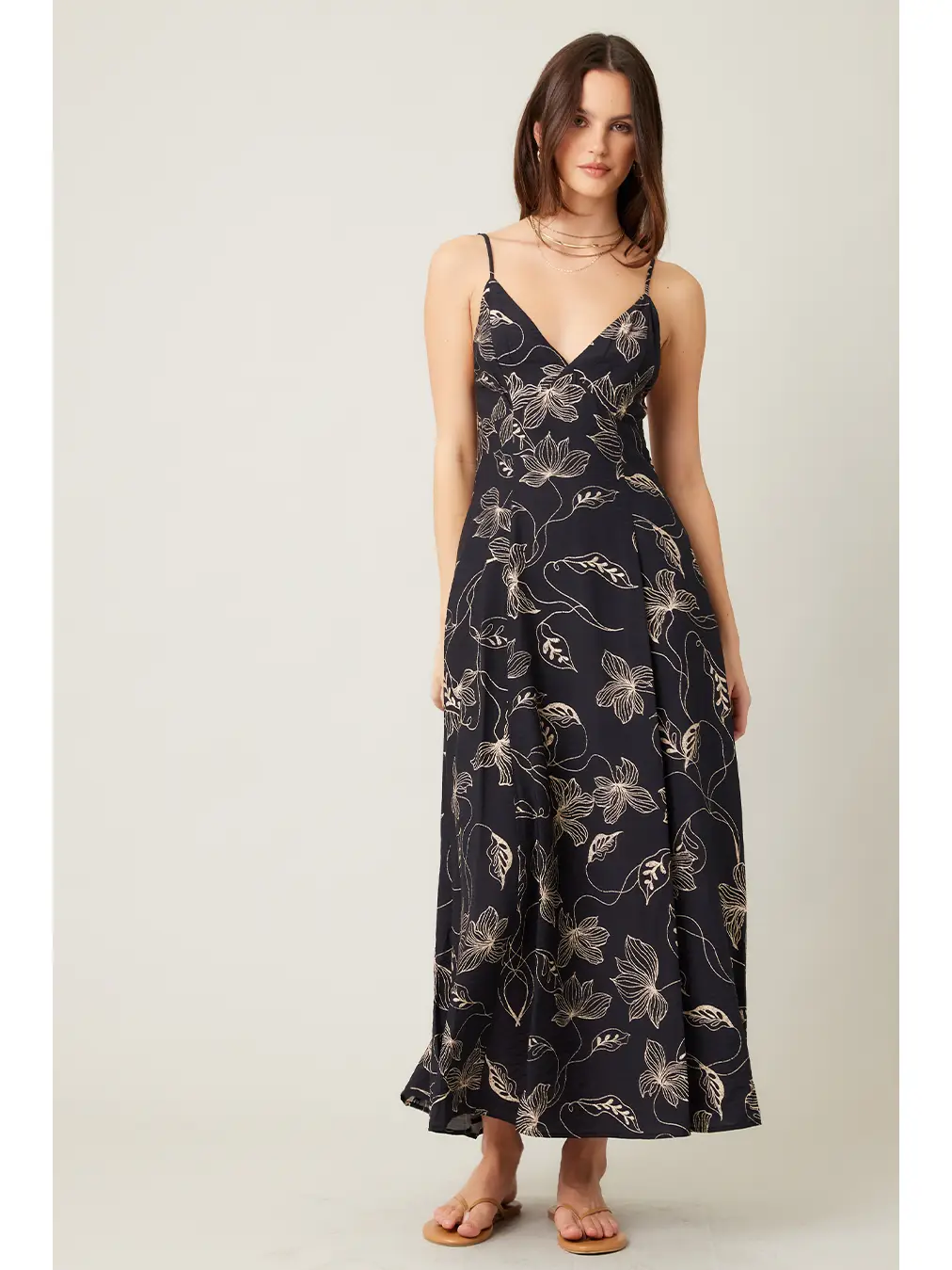 Printed Open Back Maxi Dress